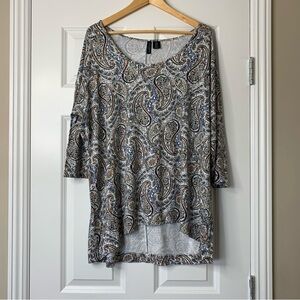 Cynthia Rowley Multicolor Paisley 3/4 Sleeve Tunic Top Size 1X